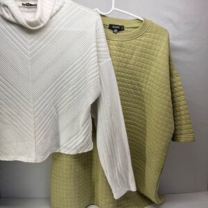 Missguided + White and Olive quilted‎  Sweaters